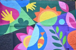 Colorful Abstract Painting on a Wall