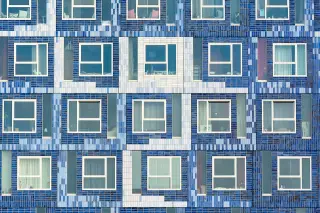 Blue and White Glass Windows of a Building