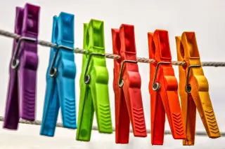 Bright Clothespins on a Line