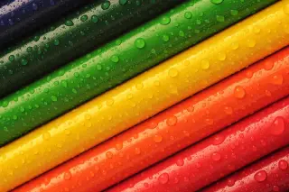 Colored Pencils with Dew Drops