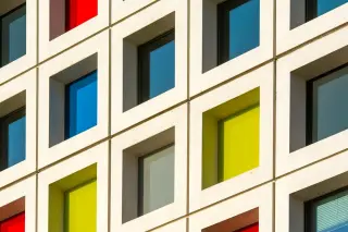 Colorful Windows on a Modern Building