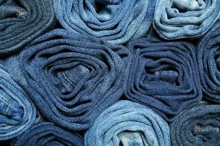 Rolled Blue Denim Fabric