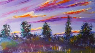 Brushstroke Sunset Field