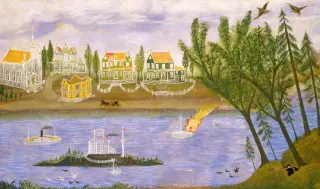 Unknown (American 19th Century) - Village by the River