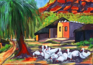 Geese Guarding Village Gate