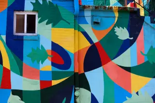 a building with a colorful mural