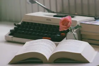 Classic Typewriter and Book