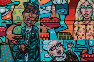 Cool Brick Wall Art With Different People