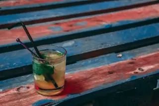 Iced Cocktail on Wooden Planks